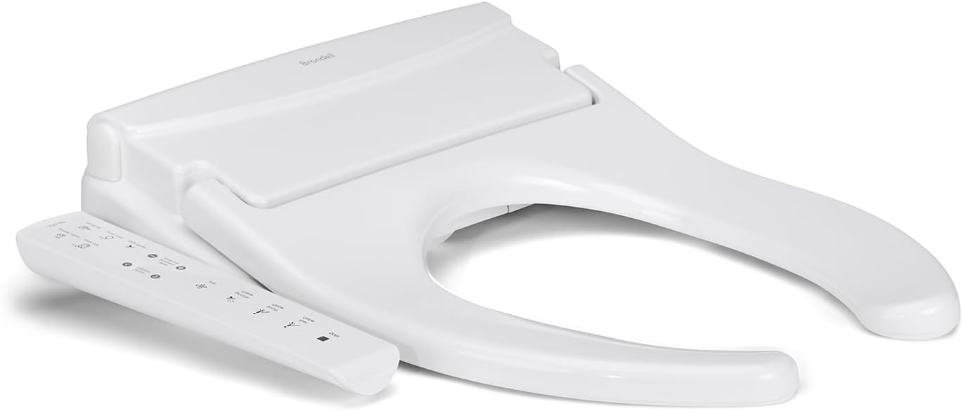 Brondell Commercial Bidet Toilet Seat, Swash Thinline T22, Open Front Cover, Side Arm Control, Heated Seat, Warm Water Wash, Warm Air Dryer, Self-Cleaning Stainless Steel Nozzle, Slim Design, White