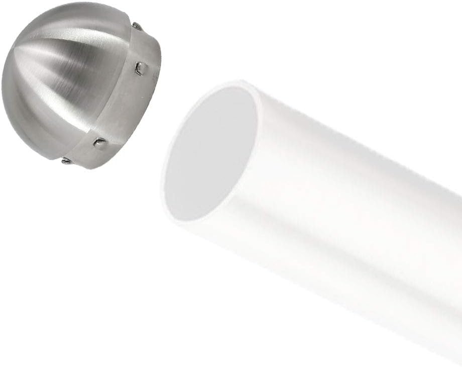 Solid Bar Mount Foot Rail Kit (Custom-Made), Brushed Stainless Steel Tubing (2 in OD, 10 ft = 60 in x 2 Long) w/Internal Connector, Bar Mount Foot Rail Bracket, Domed End Cap