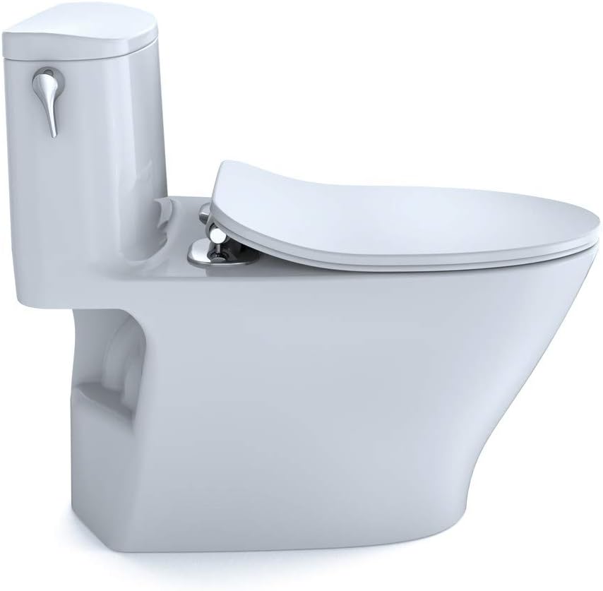 TOTO Nexus One-Piece Elongated 1.28 GPF Universal Height Toilet with CEFIONTECT and SS234 SoftClose Seat, WASHLET+ Ready, Cotton White - MS642234CEFG#01