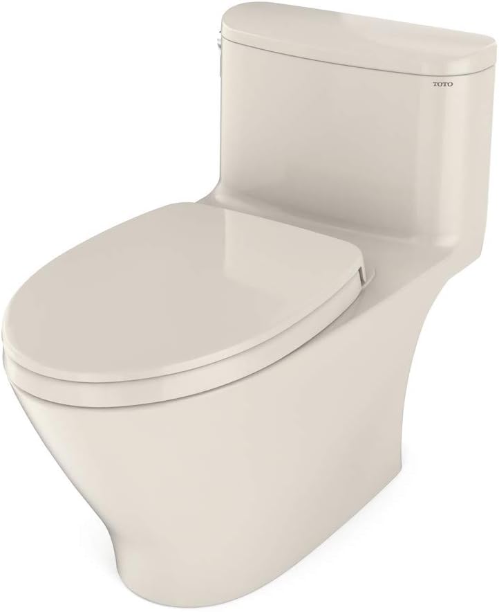 TOTO Nexus One-Piece Elongated 1.28 GPF Universal Height Toilet with CEFIONTECT and SS124 SoftClose Seat, WASHLET + Ready, Sedona Beige - MS642124CEFG#12
