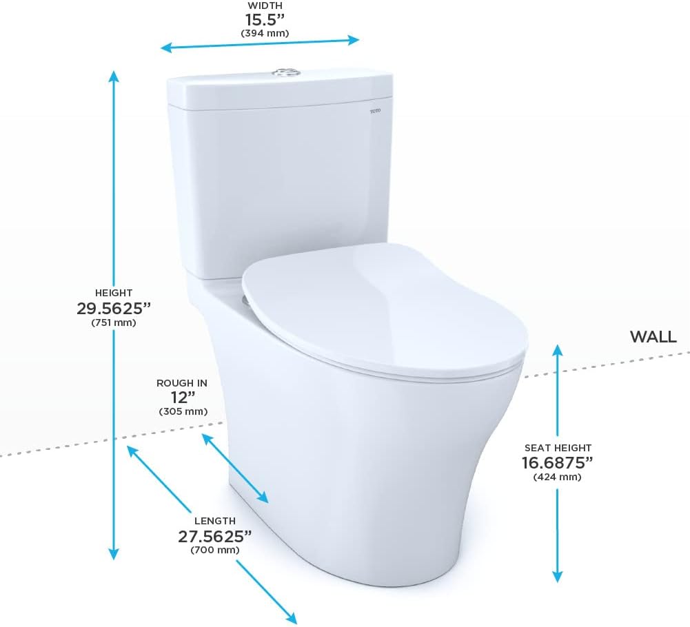TOTO® Aquia® IV Two-Piece Elongated Dual Flush 1.28 and 0.9 GPF Toilet with CEFIONTECT® and SoftClose® Seat, WASHLET®+ Ready, Cotton White - MS446234CEMFGN#01