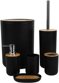 Bathroom Toiletries Six-piece Storage Kit Trash Can Soap Dish Toothbrush Holder(Black)