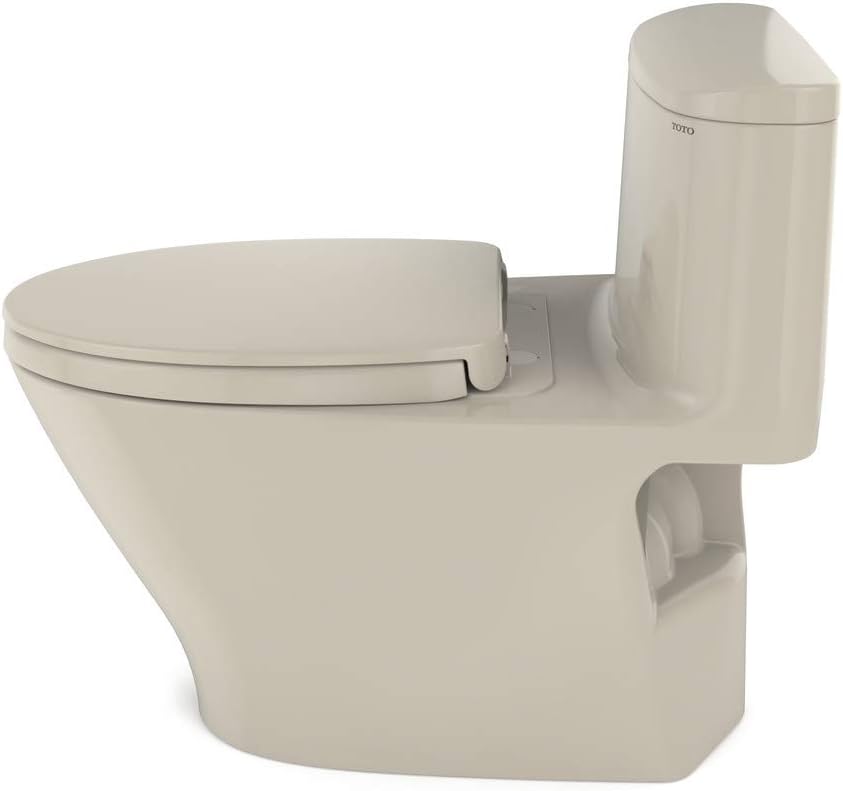 TOTO Nexus One-Piece Elongated 1.28 GPF Universal Height Toilet with CEFIONTECT and SS124 SoftClose Seat, WASHLET + Ready, Bone - MS642124CEFG#03