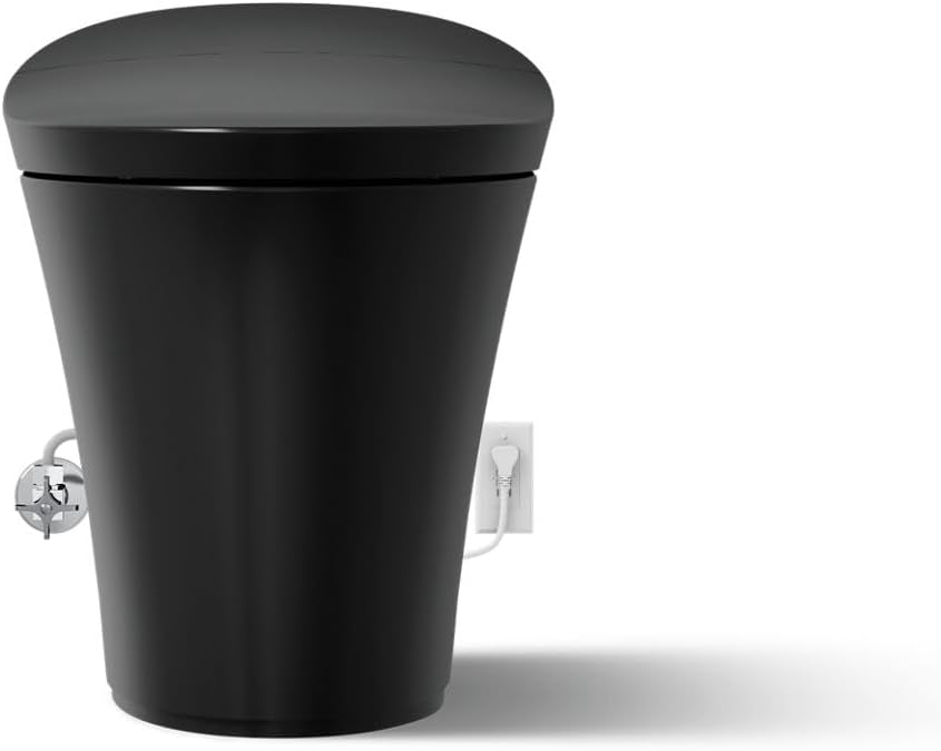 Kohler K-5401-PA Veil One-Piece Elongated Dual-Flush Intelligent Toilet, Smart Bidet Toilet, Honed Black.