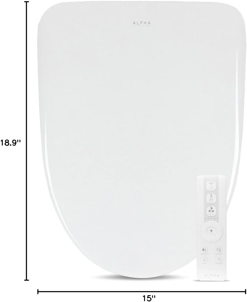 ALPHA BIDET iX Pure Bidet Toilet Seat in Round White | Ultra Low Profile | Endless Warm Water | Arced Stainless Steel Nozzle | Blue LED Nightlight | Dryer…