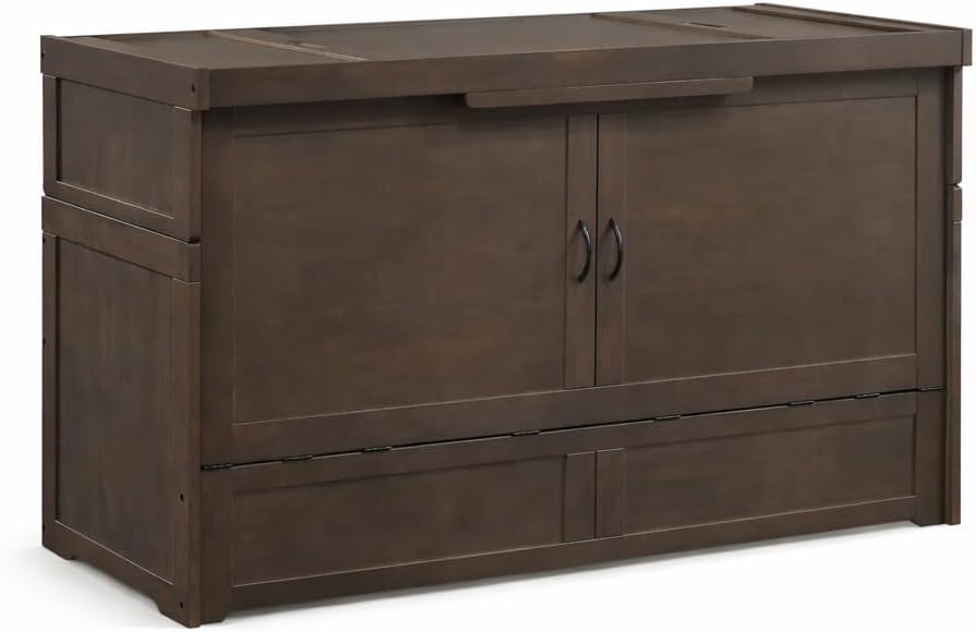 NIGHT & DAY Furniture Murphy Cube Cabinet Bed (Stonewash, Queen)