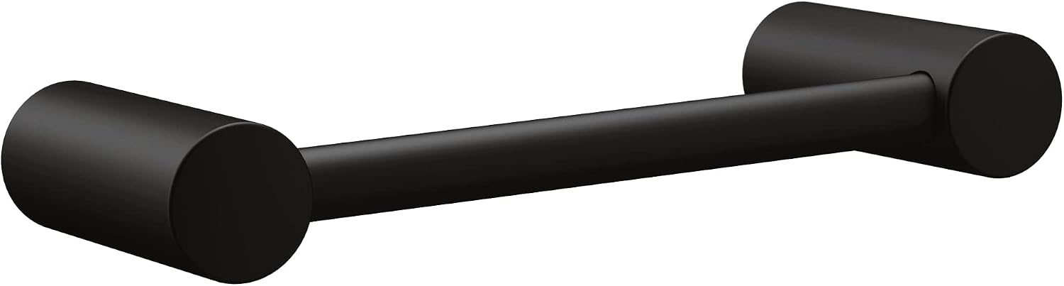 Moen Align Matte Black Accessories Bundle Featuring Modern 24inch Bathroom Towel Bar, Robe Hook, Wall Mounted Double Post Pivoting Toilet Paper Holder, and 9inch Hand-Towel Bar