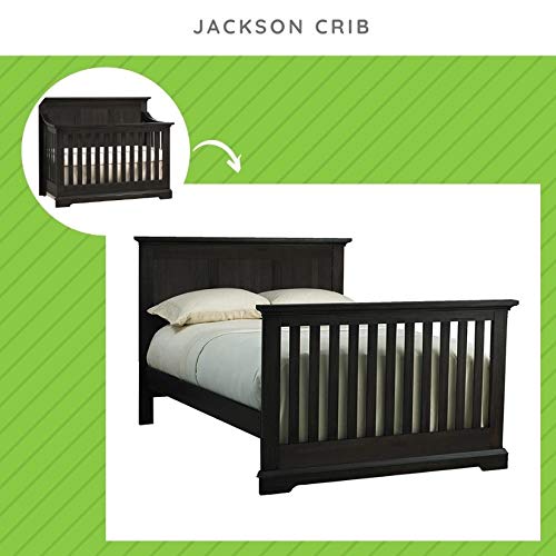 Full-Size Conversion Kit Bed Rails for Kingsley & Centennial Convertible Cribs - Solid Wood Rail - Toddler and Adult Bed Rail for Full-Size Beds - Essential Nursery & Baby Furniture (Slate)
