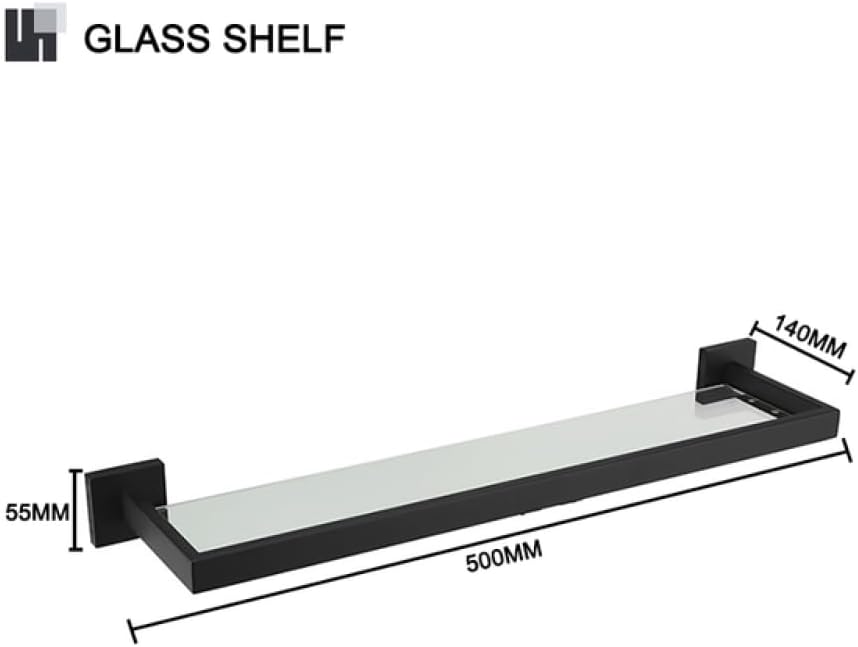 Black Bathroom Accessories Stainless Steel Set Wall Rack Towel Rack Towel Rack Tissue Holder Clothes Hook Toilet Brush Pendant,Glass Shelf