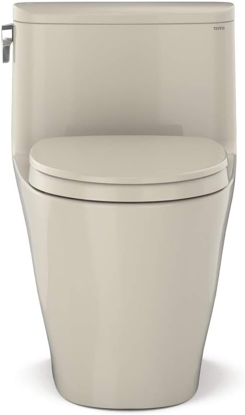TOTO Nexus One-Piece Elongated 1.28 GPF Universal Height Toilet with CEFIONTECT and SS124 SoftClose Seat, WASHLET + Ready, Bone - MS642124CEFG#03