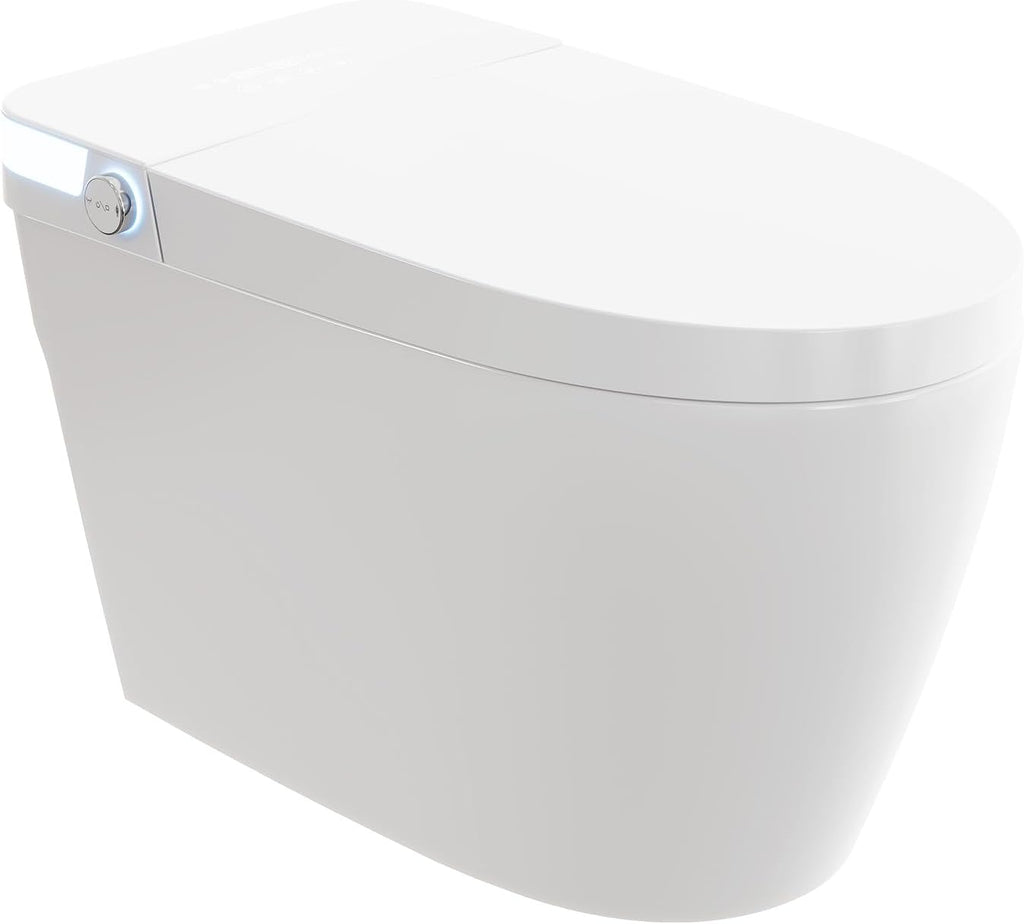 Smart Toilet with Bidet Built-In - Elongated One-Piece Design, Heated Seat, Auto Flush & Kick Sensor, Warm Water Wash, ADA Comfort Height, Night Light, LED Display, and Blackout Flush for Modern Bathr