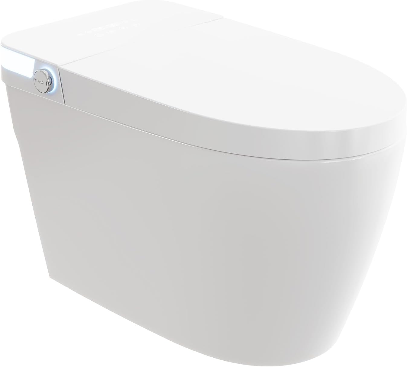 Smart Toilet with Bidet Built-In - Elongated One-Piece Design, Heated Seat, Auto Flush & Kick Sensor, Warm Water Wash, ADA Comfort Height, Night Light, LED Display, and Blackout Flush for Modern Bathr