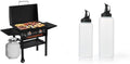 Blackstone 1883 Gas Hood & Side Shelves Heavy Duty Flat Top Griddle Grill Station & OXO Good Grips Chef's Squeeze Bottle Set, Plastic, Translucent