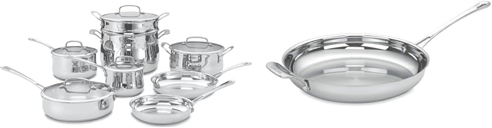 Cuisinart Contour Stainless 13-Piece Cookware Set with 12-Inch Open Skillet Helper Handle