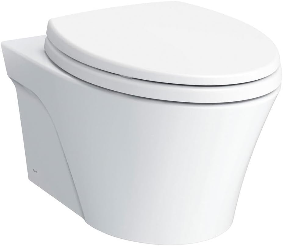 TOTO AP Wall-Hung Elongated Toilet and DuoFit In-Wall 0.9 and 1.28 GPF Tank System with Copper Supply Line, White - CWT426CMFG#WH