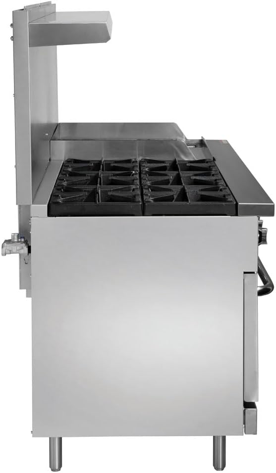 Kratos Commercial Gas Range, Oven & Griddle - 6 Burners, 2 Full Size Ovens and Griddle Plate (24' W), Liquid Propane Powered, 280,000 Total BTU Output, 60' W (29Y-046-LP)