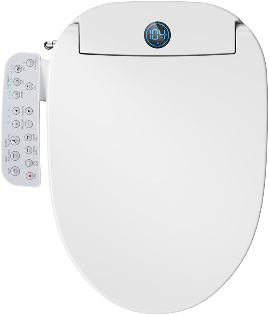 GAICOM Electric Bidet Toilet Seat Elongated, Heated Seat & Warm Air Dryer,Instant Warm Water, Self-Cleaning Nozzle, Night Light, Soft Close, Side Control Panel