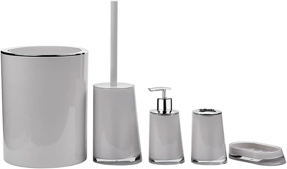 JSEIAJB Toothbrush Shelf Bathroom Set Bathroom Items Soap Box Trash Can Household Items(Black)