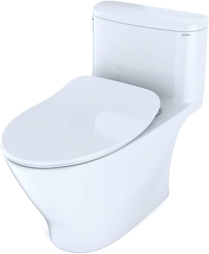 TOTO Nexus One-Piece Elongated 1.28 GPF Universal Height Toilet with CEFIONTECT and SS234 SoftClose Seat, WASHLET+ Ready, Cotton White - MS642234CEFG#01