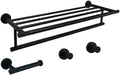 Matte Black Bathroom Hardware Accessories Set Knurled Brass Kit Towel Bar Ring Robe Hook Paper Holder Towel Ring Toilet Brush,4 Pieces Set A