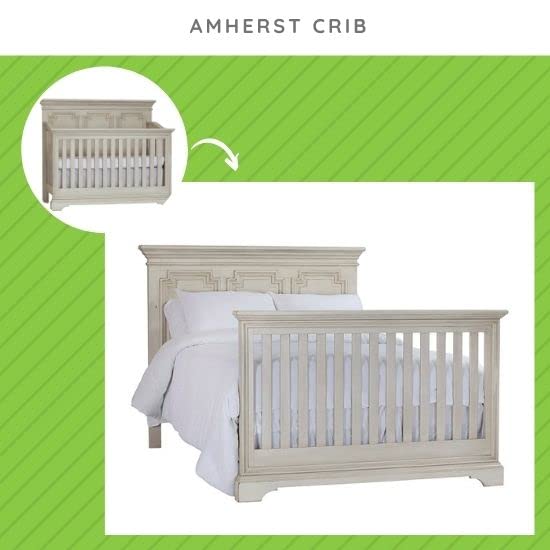 Full-Size Conversion Kit Bed Rails for Kingsley & Centennial Convertible Cribs - Solid Wood Rail - Toddler and Adult Bed Rail for Full-Size Beds - Essential Nursery & Baby Furniture (Antique White)