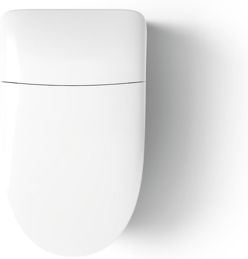 KOHLER K-77795-0SG Eir Comfort Height One-Piece Elongated, Dual-Flush, Smart Toilet with Bidet Built In, White with Sunrise Gold Trim