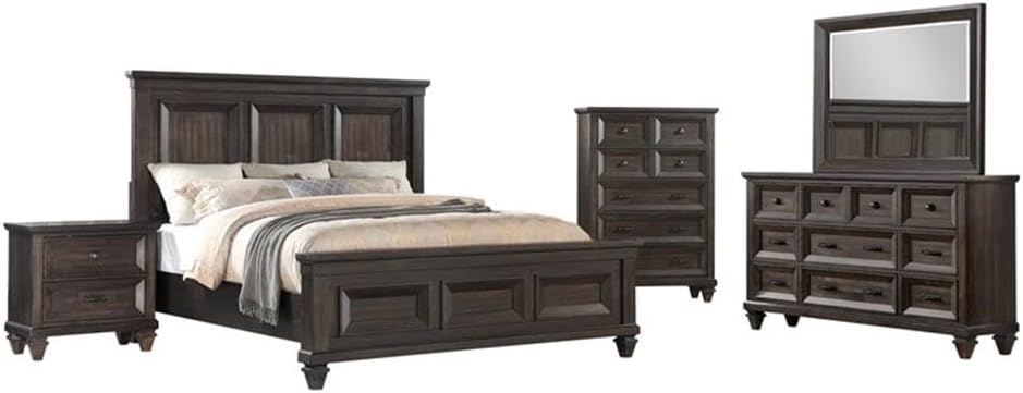 New Classic Furniture Sevilla 5-Piece Wood King Bedroom Set in Walnut