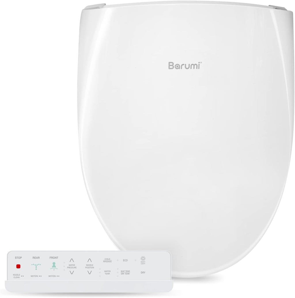 Barumi Bidet [BM-6000], Electric Bidet Toilet Seat, Heated Seat, Warm Water, Position Control, Eco-Mode, Self Cleaning, Remote Control, Night Light
