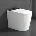 Compact Smart Toilet with Bidet Seat Built-in, Modern Tankless Design with 23.25' Depth, Auto Open Auto Flush, Heated Seat, Instant Warm Air Dryer for Small Bathrooms, White with Black Panel