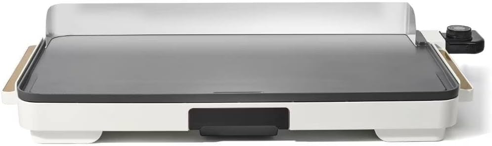XL Electric Griddle 12' x 22' – Non-Stick, Family Size, Adjustable Temperature, Removable Drip Tray (White Icing)