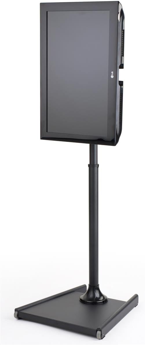 Displays2go Height Adjustable TV Stand with Wheels and Mounting Hardware Kit – Black (MBCONFSTBK)