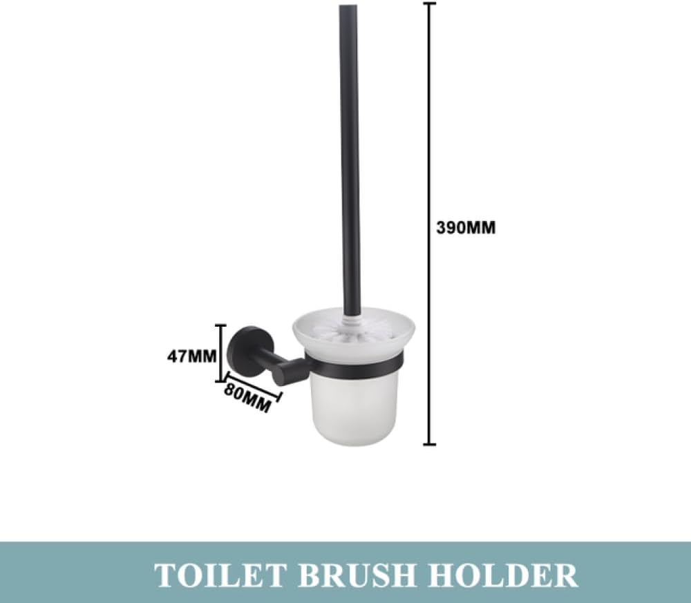 Matte Black Bathroom Hardware Accessories Set Knurled Brass Kit Towel Bar Ring Robe Hook Paper Holder Towel Ring Toilet Brush,Toilet Brush