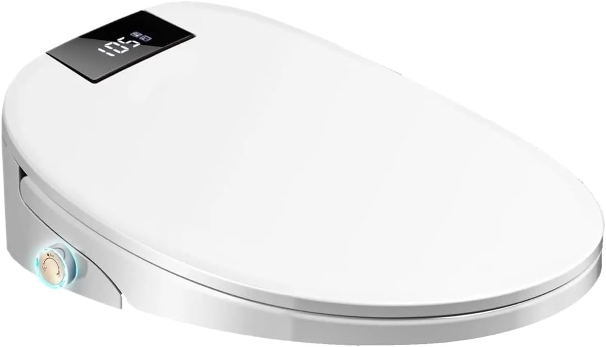 Smart Bidet Toilet Seat Round, Electronic Heated with Adjustable Warm Air Dryer, Unlimited Water(Round)