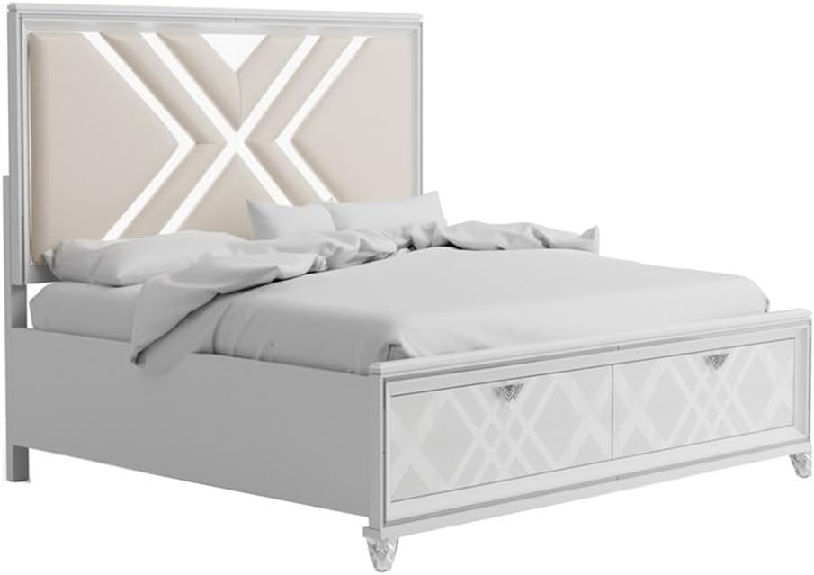 Furniture of America FOA Anaiya 6-Piece Contemporary Wood King Bedroom Set in White