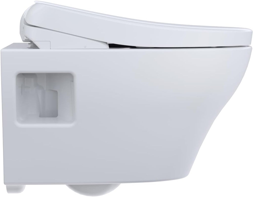 TOTO® WASHLET®+ EP Wall-Hung Elongated Toilet with S7A Contemporary Bidet Seat and DuoFit® In-Wall 0.9 and 1.28 GPF Auto Dual-Flush Tank System, Matte Silver - CWT4284736CMFGA#MS