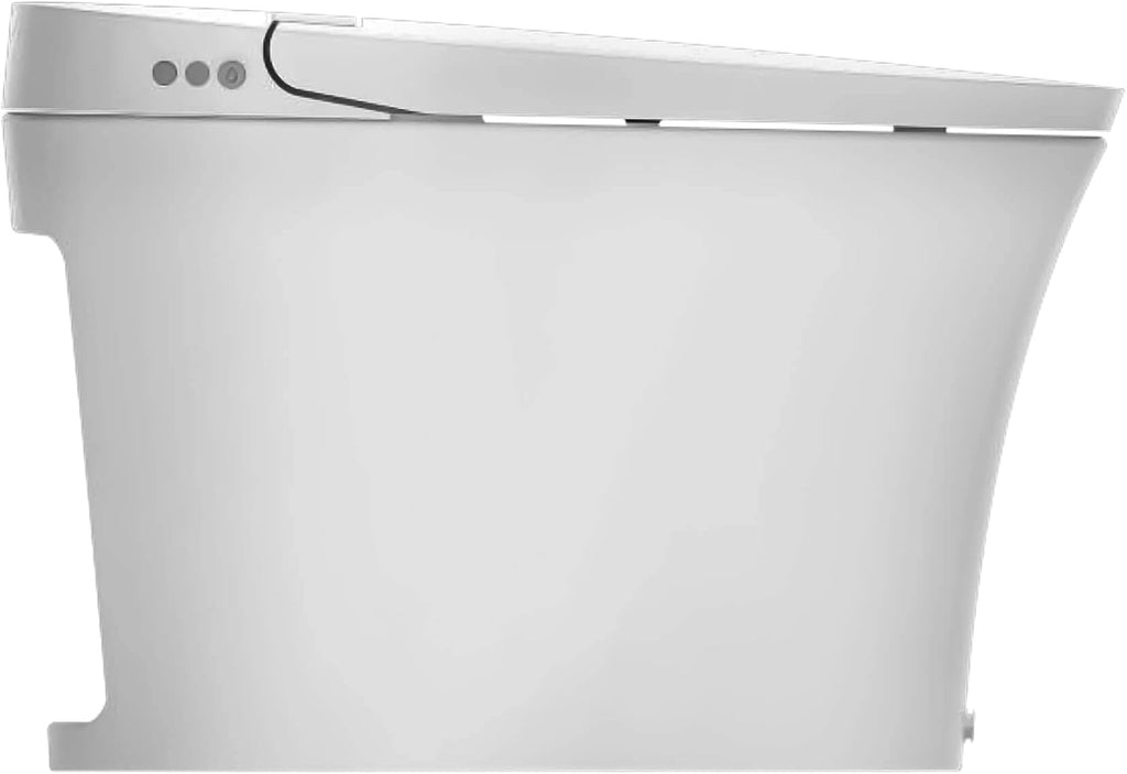 Elongated Smart Bidet Toilet Seat with Dual Flushing - One Piece Auto Flushing Toilet Seat Air Dryer - Tankless & Touchless Toilet Bidet with 6 Levels of Seat and Wind Temperature