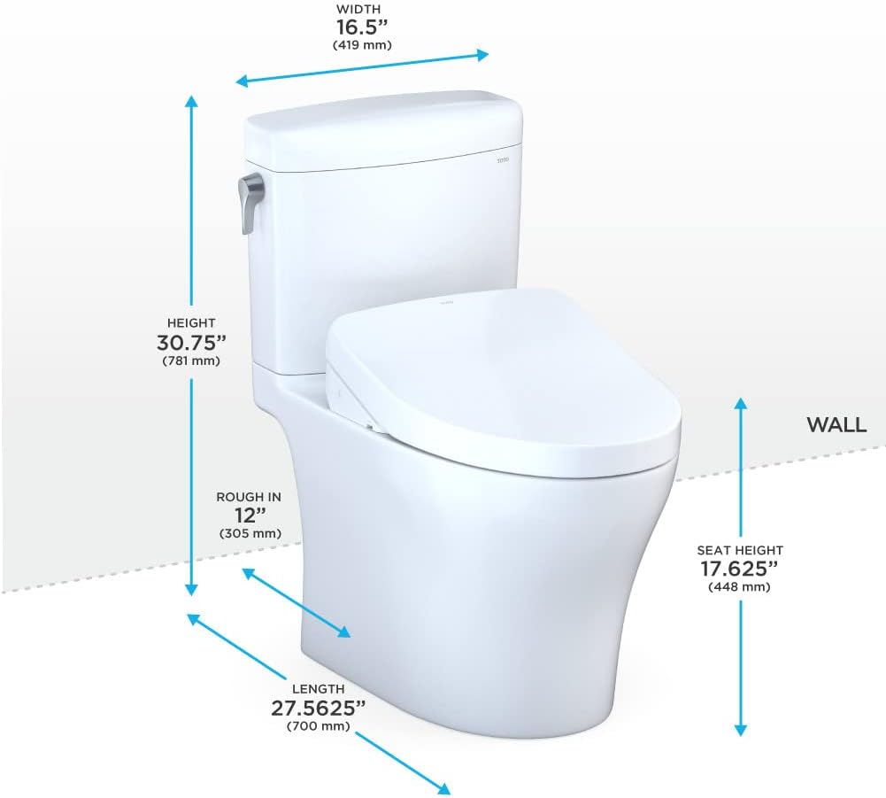 TOTO® WASHLET®+ Aquia IV® Cube Two-Piece Elongated Dual Flush 1.28 and 0.9 GPF Toilet with Auto Flush S550e Bidet Seat, Cotton White - MW4363056CEMFGNA#01