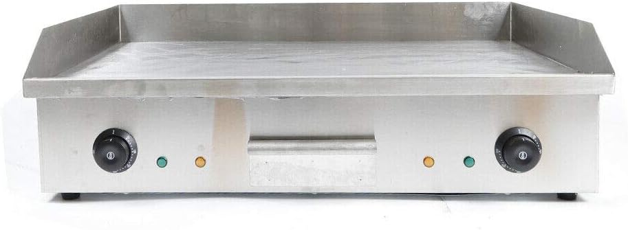 Commercial Electric Griddle, 3000W Countertop Flat Top Grill Dual Control Heavy Duty Stainless Steel Teppanyaki Griddle with Adjustable Temp Control 122°F-572°F 28.6'x15.7'(NO PLUG)