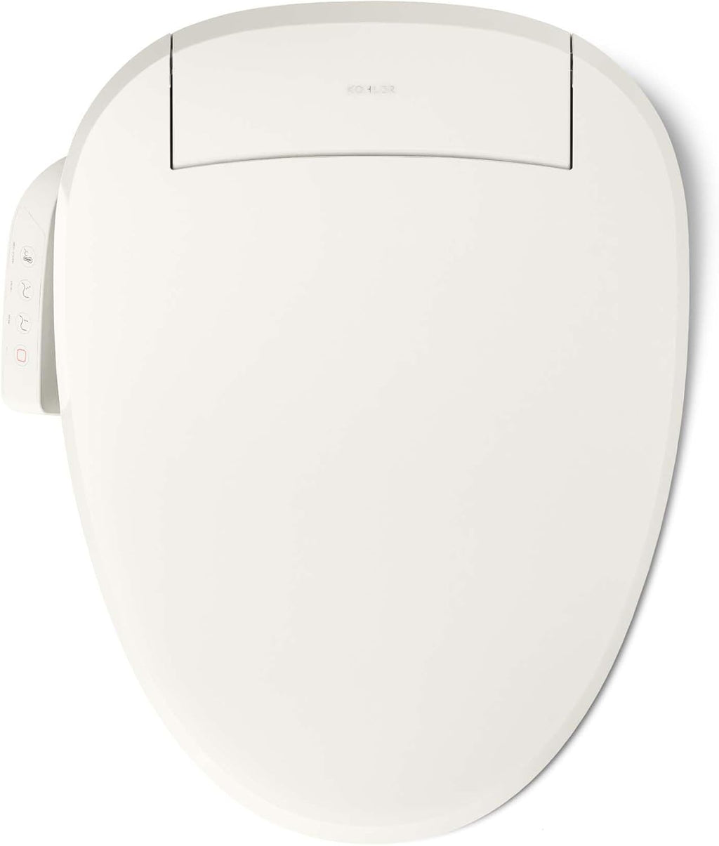 Kohler PureWash E545 Elongated Heated Bidet Toilet Seat, Warm Water, Biscuit with Side Panel, Quiet-Close Lid, Self-Cleaning Wand, Adjustable Water Pressure and Nightlight, Side Panel Controls
