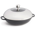TableCraft CWDC1040 Induction Wok, 3 qt., 13' Dia. x 3', Round, lid Included, cast Handles, Safe for Stove top, hot Plate, Gas, steam, Induction and Oven use, Stainless Steel, Heat Safe up to 450­°,