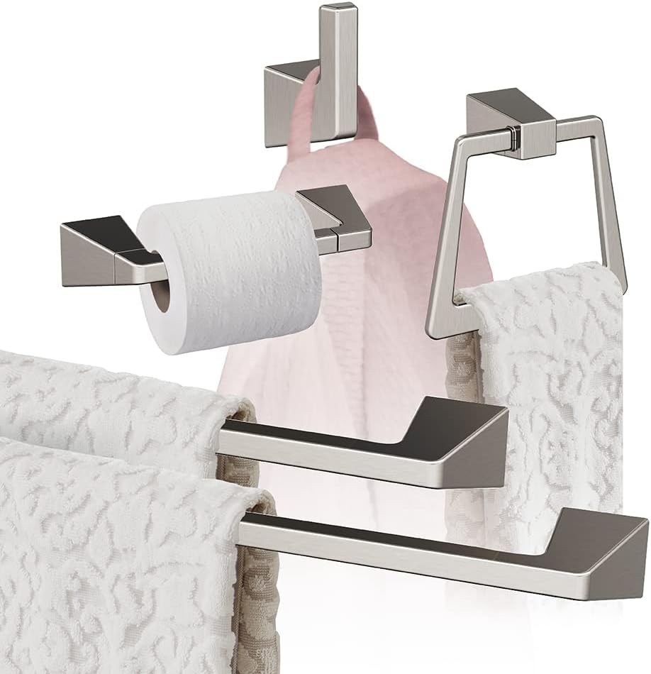 Amerock | Brushed Nickel | Blackrock | 5 Piece | Bathroom Accessories Set