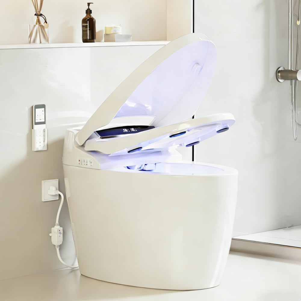 Smart Toilet With Built-in Heated Seat, Foot Sensor,LED Digital Display With Dual Temperature Display,An Integrated Bidet Toilet With A Warm Water Nozzle and Automatic Flushing