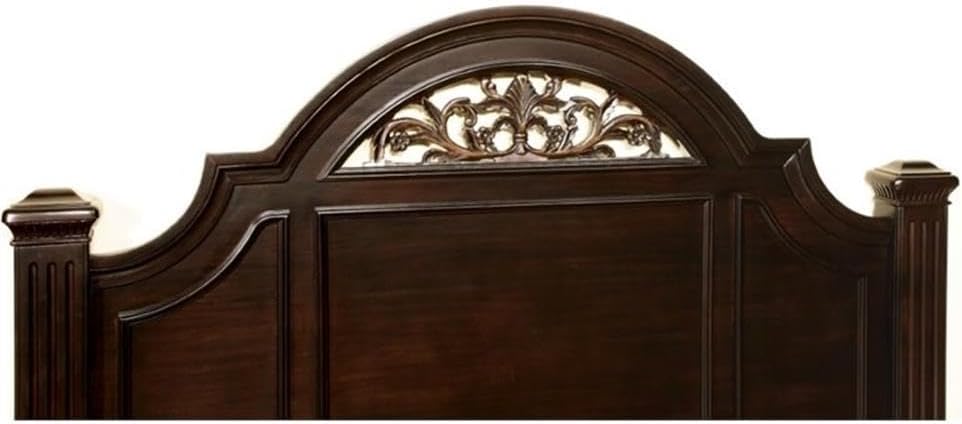 Furniture of America FOA Damos 2pc Dark Walnut Solid Wood Bedroom Set - King + Nightstand