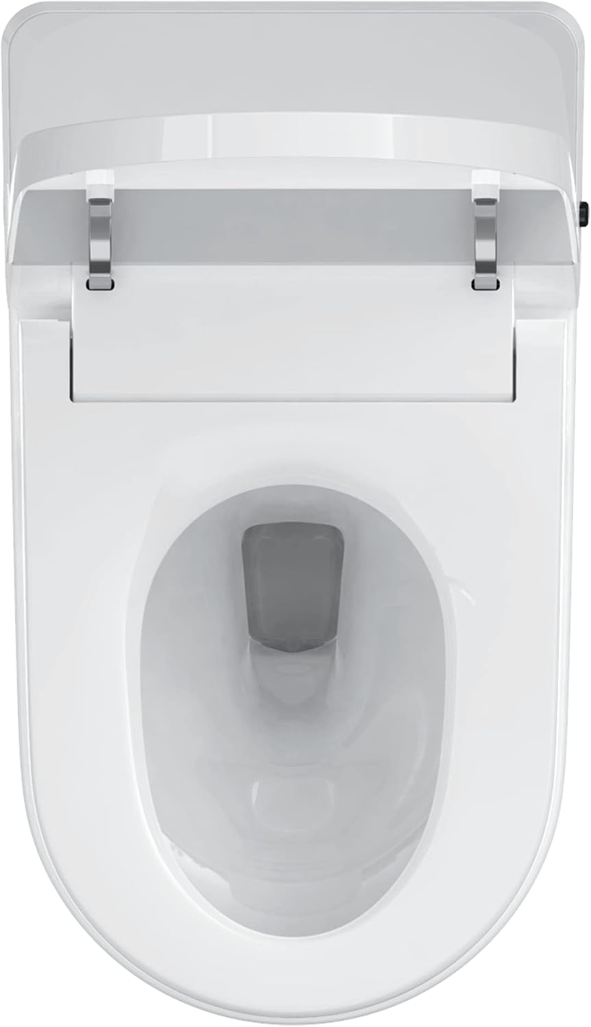 Elongated Smart Bidet Toilet Seat with Dual Flushing - One Piece Heated Toilet Seat Air Dryer - Tankless & Touchless Toilet Bidet with 6 Levels of Seat and Wind Temperature