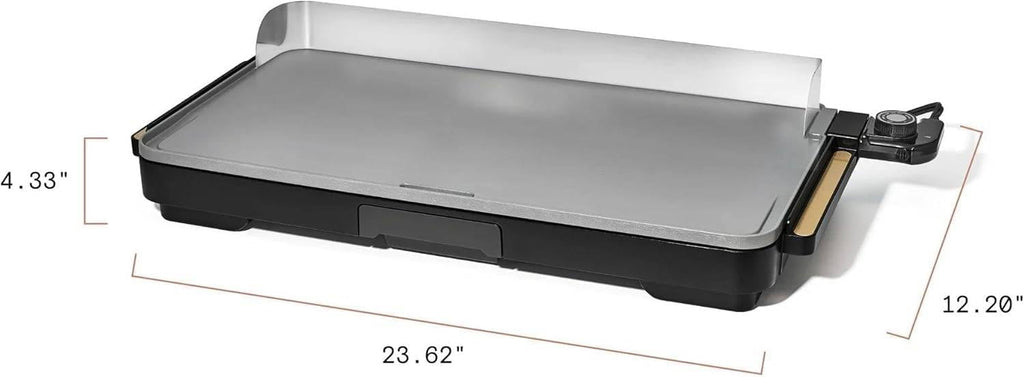 XL Electric Griddle 12' x 22' – Non-Stick, Family Size, Adjustable Temperature, Removable Drip Tray (Black Sesame)