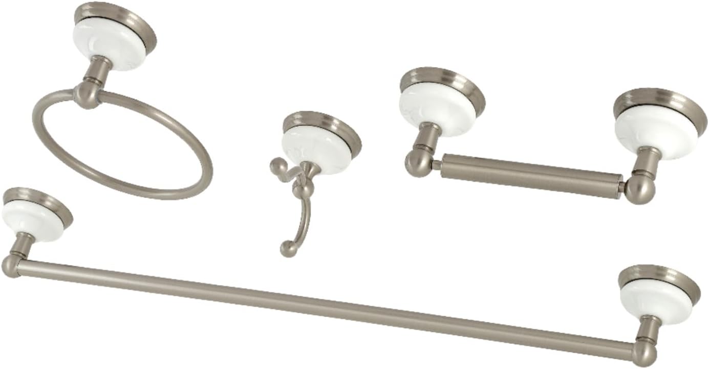 Kingston Brass BAK1111478SN Victorian 4-Piece 24-Inch Towel Bar Bathroom Accessory Set in Brushed Nickel