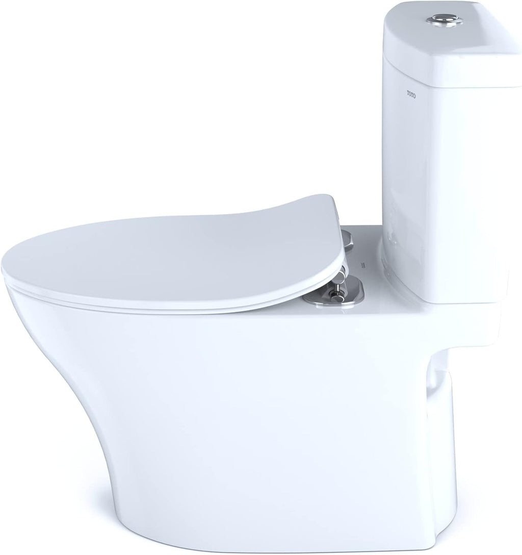 TOTO® Aquia® IV Two-Piece Elongated Dual Flush 1.28 and 0.9 GPF Toilet with CEFIONTECT® and SoftClose® Seat, WASHLET®+ Ready, Cotton White - MS446234CEMGN#01