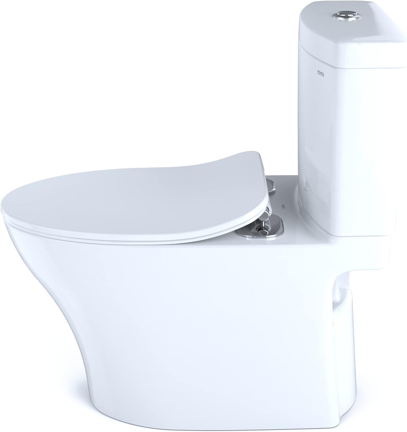 TOTO® Aquia® IV Two-Piece Elongated Dual Flush 1.28 and 0.9 GPF Toilet with CEFIONTECT® and SoftClose® Seat, WASHLET®+ Ready, Cotton White - MS446234CEMGN#01