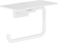 hansgrohe AddStoris Roll Holder with Shelf in Matte White 3-inch Accessories in Matte White, 41772700