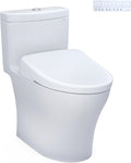 TOTO® WASHLET®+ Aquia® IV One-Piece Elongated Dual Flush 1.28 and 0.9 GPF Toilet with Auto Flush S7 Contemporary Bidet Seat, Cotton White - MW6464726CEMFGNA#01